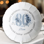 80th Happy Birthday Coastal Blue Floral Number 80 Balloon<br><div class="desc">80th birthday balloon with fully editable wording to personalise as you wish. Design features number 80 decorated with rose buds, flower blooms and foliage in shades of coastal blue and sand. Subtle feminine and elegant design with watercolor floral arrangements, paint splatters and brush strokes. Perfect for 80th birthday celebration with...</div>