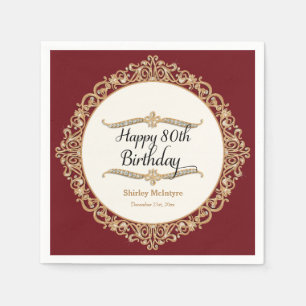 80th Happy Birthday Party Celebration Round Decor Napkin