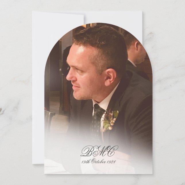 80th Male Birthday Photo Elegant Arch Invitation (Back)