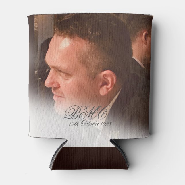 80th Male Birthday Simple Elegant Photo Can Cooler (Front)