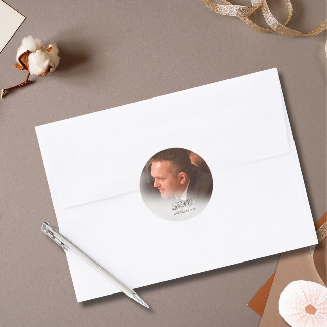 80th Male Birthday Simple Elegant Photo Poker Card Classic Round Sticker (Creator Uploaded)