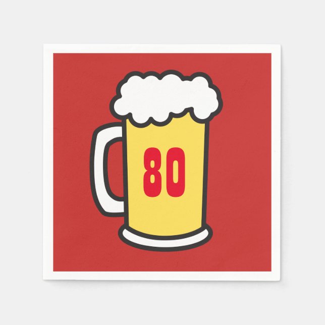 80th Milestone Birthday Party Beer Napkins (Front)