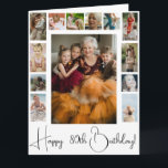 80th Or Any Age Family Photo Collage Birthday Card<br><div class="desc">Celebrate a milestone birthday of any age with lasting memories on a stunning photo collage greeting card! Customize with 14 photos (13 on the front cover and 1 inside) and your personalized message, as all text can be edited from front to back. PHOTO TIP: Opt for photos with centered subjects...</div>