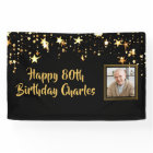 80th or Any Birthday Photo Gold Stars Custom Colou