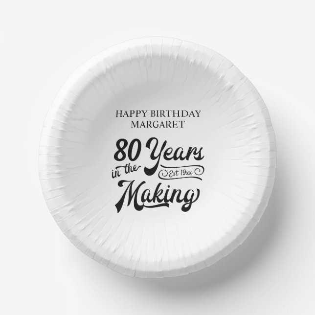 80th or Any Birthday Retro 80 Years in the Making Paper Plate (Front)