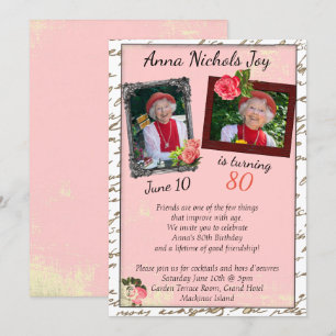 80th Photo Birthday Party Invitation