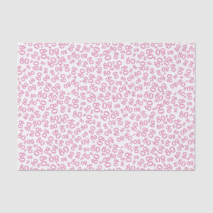 80th Pink/White Party Random Number Pattern Tissue Paper