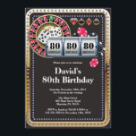 80th Poker Playing Card Casino Birthday Invitation<br><div class="desc">Poker Playing Card Casino Gold birthday invitation. Casino theme gold glitter invite,  18th 20th 21st 30th 40th 50th 60th 70th 80th 90th 100th,  Any age. For further customisation,  please click the "Customise it" button and use our design tool to modify this template.</div>