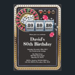 80th Poker Playing Card Casino Birthday Invitation<br><div class="desc">Poker Playing Card Casino Gold birthday invitation. Casino theme gold glitter invite,  18th 20th 21st 30th 40th 50th 60th 70th 80th 90th 100th,  Any age. For further customisation,  please click the "Customise it" button and use our design tool to modify this template.</div>