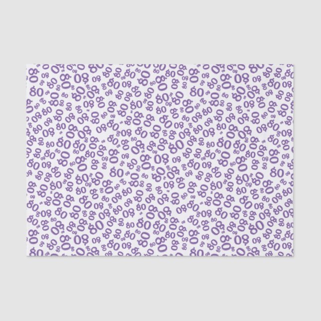 80th Purple/White  Party Random Number Pattern Tissue Paper (Front)