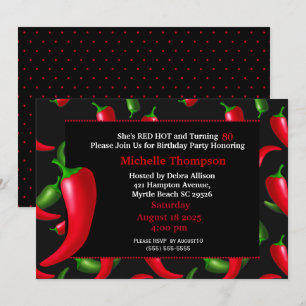 80th  Red Hot Pepper Birthday Invitations