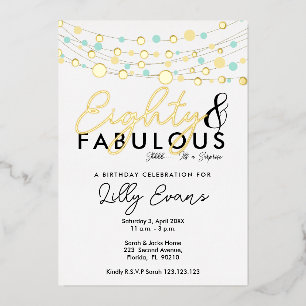 80th surprise birthday party invitation elegant