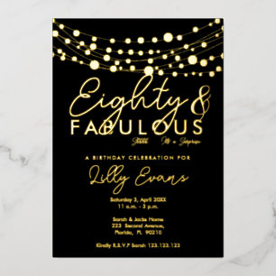 80th surprise birthday party invitation elegant