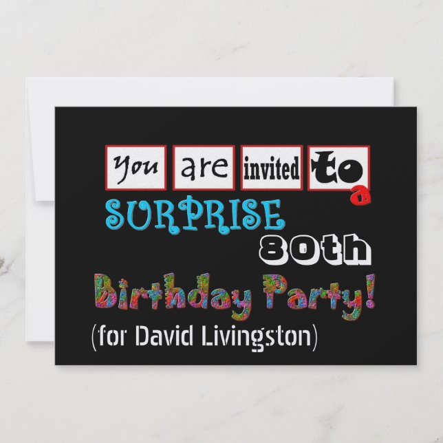 80th SURPRISE Birthday Party Invitation Template (Front)