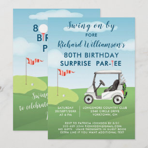 80th Surprise Birthday Party Men's Golf Theme Invitation