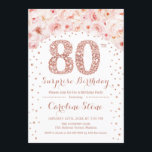 80th Surprise Birthday Party - White Rose Gold Invitation<br><div class="desc">80th Birthday Party Invitation.
Elegant design in faux glitter rose gold and white. Features watercolor blush pink roses,  confetti and diamonds. Perfect for a glam celebration.</div>