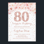 80th Surprise Birthday Party - White Rose Gold Invitation<br><div class="desc">80th Birthday Party Invitation.
Elegant design in faux glitter rose gold and white. Features watercolor blush pink roses,  confetti and diamonds. Perfect for a glam celebration.</div>