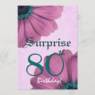 80th Surprise Birthday Pink Daisies E003 Invitation