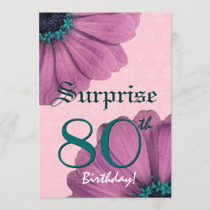 80th Surprise Birthday Pink Daisies Recycled v2 Invitation