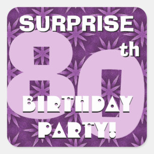 80th SURPRISE Birthday Purple Fireworks  V05 Square Sticker