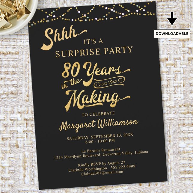 80th Surprise Birthday YEARS IN THE MAKING Lights Invitation (Creator Uploaded)