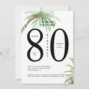 80th Tropical Birthday Party Invitation