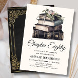 80th  | Vintage Victorian Book Birthday  Invitation<br><div class="desc">Looking for the perfect invitation for your upcoming birthday bash? Look no further than these charming book-themed invitations! With a simple Victorian-style design featuring a pile of books with wildflowers on an off-white background and an ornate Victorian book cover design on the reverse, these invitations will impress all your guests....</div>