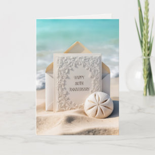 80th Wedding Anniversary Card On Beach Sand