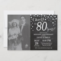 80th Wedding Anniversary Chalkboard Black Silver
