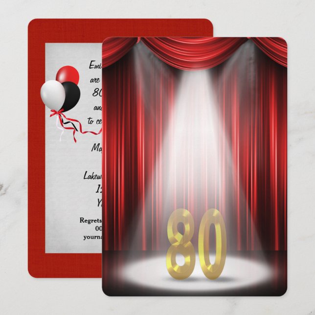 80th Wedding Anniversary Party Invitation (Front/Back)