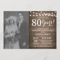 80th Wedding Anniversary Rustic Wood