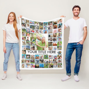 81 Photo Collage Template Personalised Your Colour Fleece Blanket