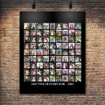 81 Square Photo Collage Grid - Custom Text - Black Poster<br><div class="desc">Use 81 SQUARE photos to create a personal photo collage. This modern, clean layout includes a text block in a san serif font to add a family name or a name. The background colour can be changed in the customise area. ***For best results for this multi photo layout - crop...</div>