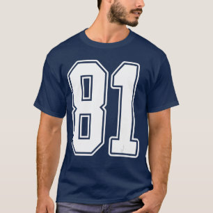 81 White Outline Number 81 Sports Fan Jersey Style T-Shirt