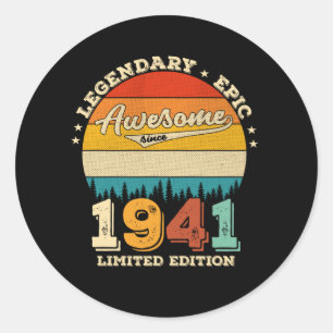81 Year Old Awesome Since 1941 81st Birthday Gift Classic Round Sticker