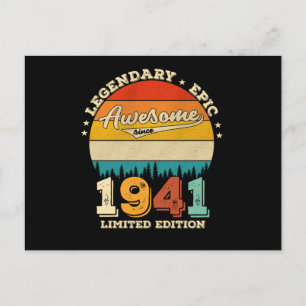 81 Year Old Awesome Since 1941 81st Birthday Gift Postcard