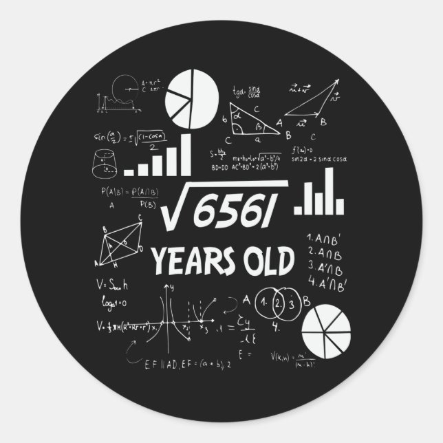 81 Year Old Bday Math Teacher 81st Birthday Gift Classic Round Sticker (Front)
