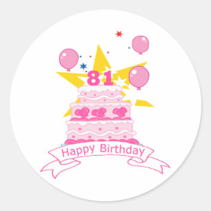 81 Year Old Birthday Cake Classic Round Sticker
