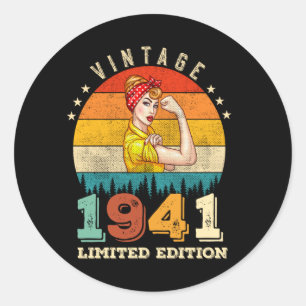 81 Year Old Women Bday 1941 Vintage 81st Birthday Classic Round Sticker