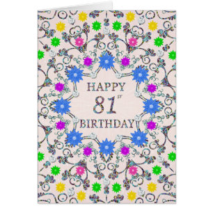 81st Birthday Abstract Flowers 