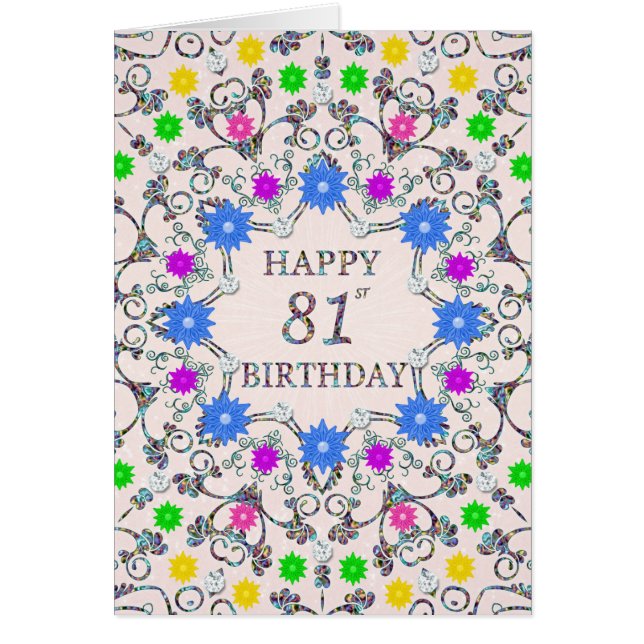 81st Birthday Abstract Flowers  (Front)