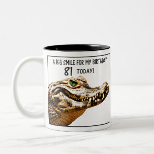 81st Birthday Alligator Smile Two-Tone Coffee Mug