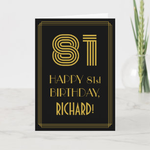 81st Birthday: Art Deco Inspired Look "81" & Name Card