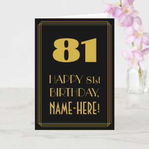 81st Birthday – Art Deco Inspired Look "81" & Name Card