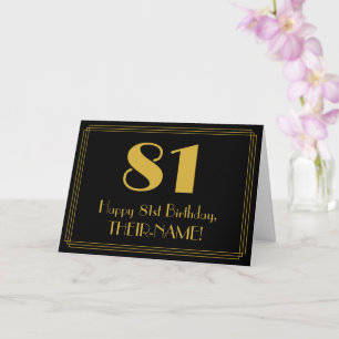 81st Birthday: Art Deco Inspired Look "81" + Name Card