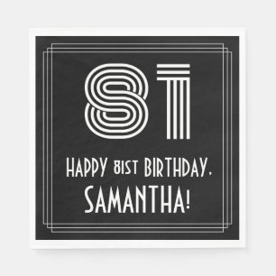 81st Birthday: Art Deco Inspired Look "81" + Name Napkin