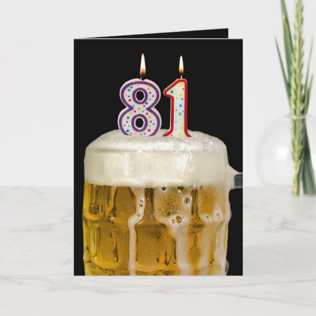 81st Birthday Beer on black Card (Front)
