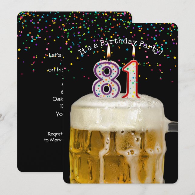 81st Birthday Beer Party Invitation (Front/Back)