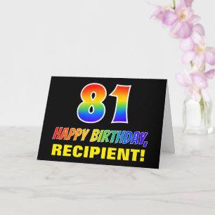 81st Birthday: Bold, Fun, Simple, Rainbow 81 Card