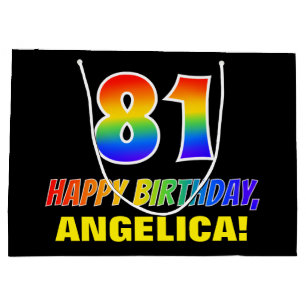 81st Birthday: Bold, Fun, Simple, Rainbow 81 Large Gift Bag